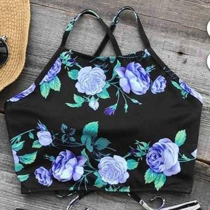 Floral and Striped 2-Piece Bathing Suit